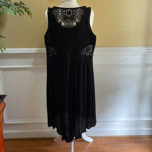 Forever 21 Womens Black 100% High-Low Cotton Dress Thin Crochet Unique Sexy
